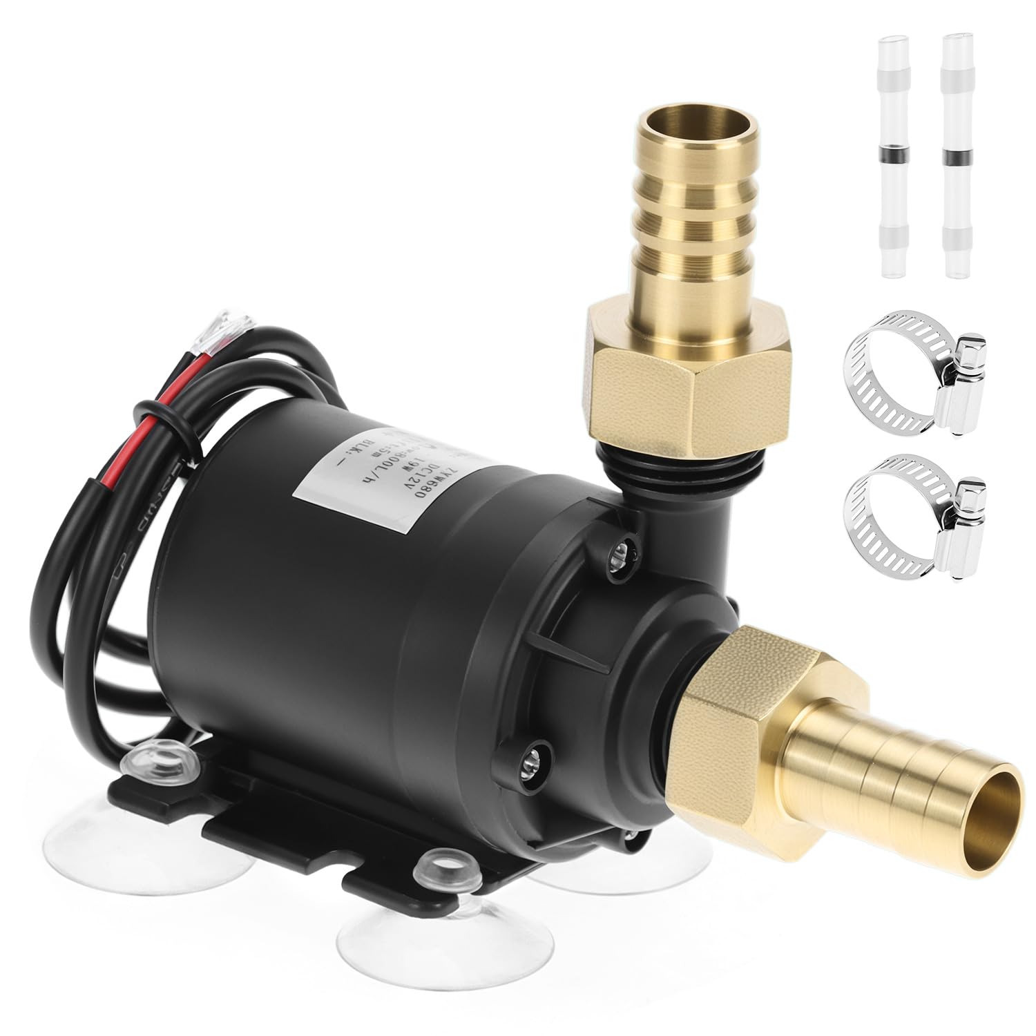 QWORK Bezszczotkowa pompa wodna DC 12 V 800 l/h, cicha pompa głębinowa z rdzeniem ceramicznym do akwarium, rdzenia pompy i zbiorników rybnych