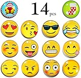 LimBridge 14-Pack Refrigerator Magnets, Emoji Magnets 3D Funny Cute School Lockers Accessories Set