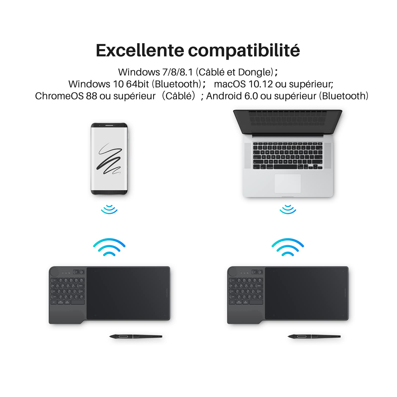 HUION Inspiroy Keydial KD200 Tablette Graphique, 9 x 5,6 Pouces