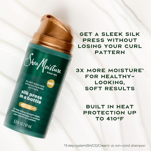 Unilever SheaMoisture Silk Press Prep Cream with Plant-Derived Straightening Actives, Alma Oil & Hydroplex Technology Provides Heat Protection While Helping to Preserve Natural Curl Pattern 3.3fl oz