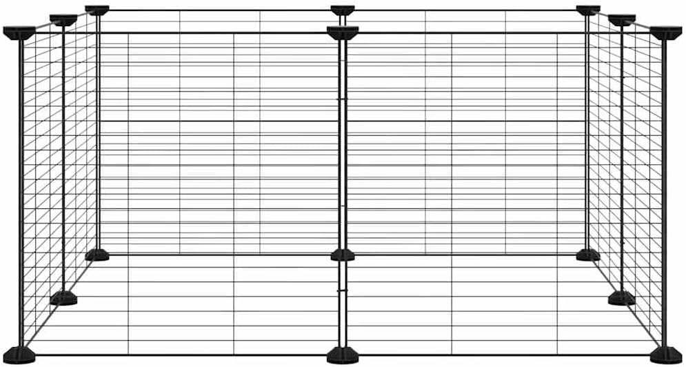 8-Panel Black Steel Dog Crate & Cat Playpen 13.8"x13.8"x27.6" Collapsible Kennel Indoor/Outdoor Travel