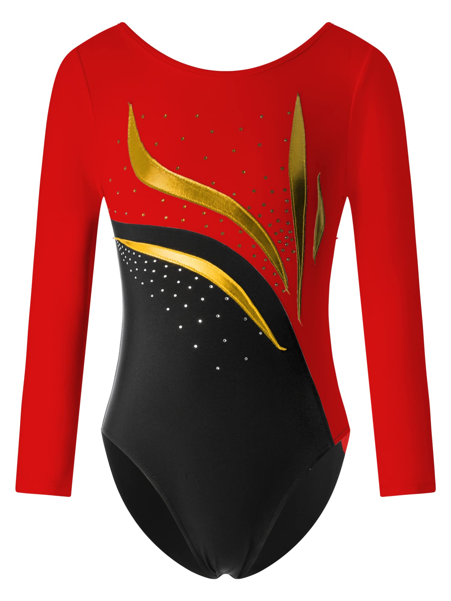 IEFIEL Maillot Brillante de Danza Ballet para Niña Manga Larga Maillot de Patinaje Artístico Mono Elástico de Gimnasia Rítmica Disfraz de Bailarina Ballet