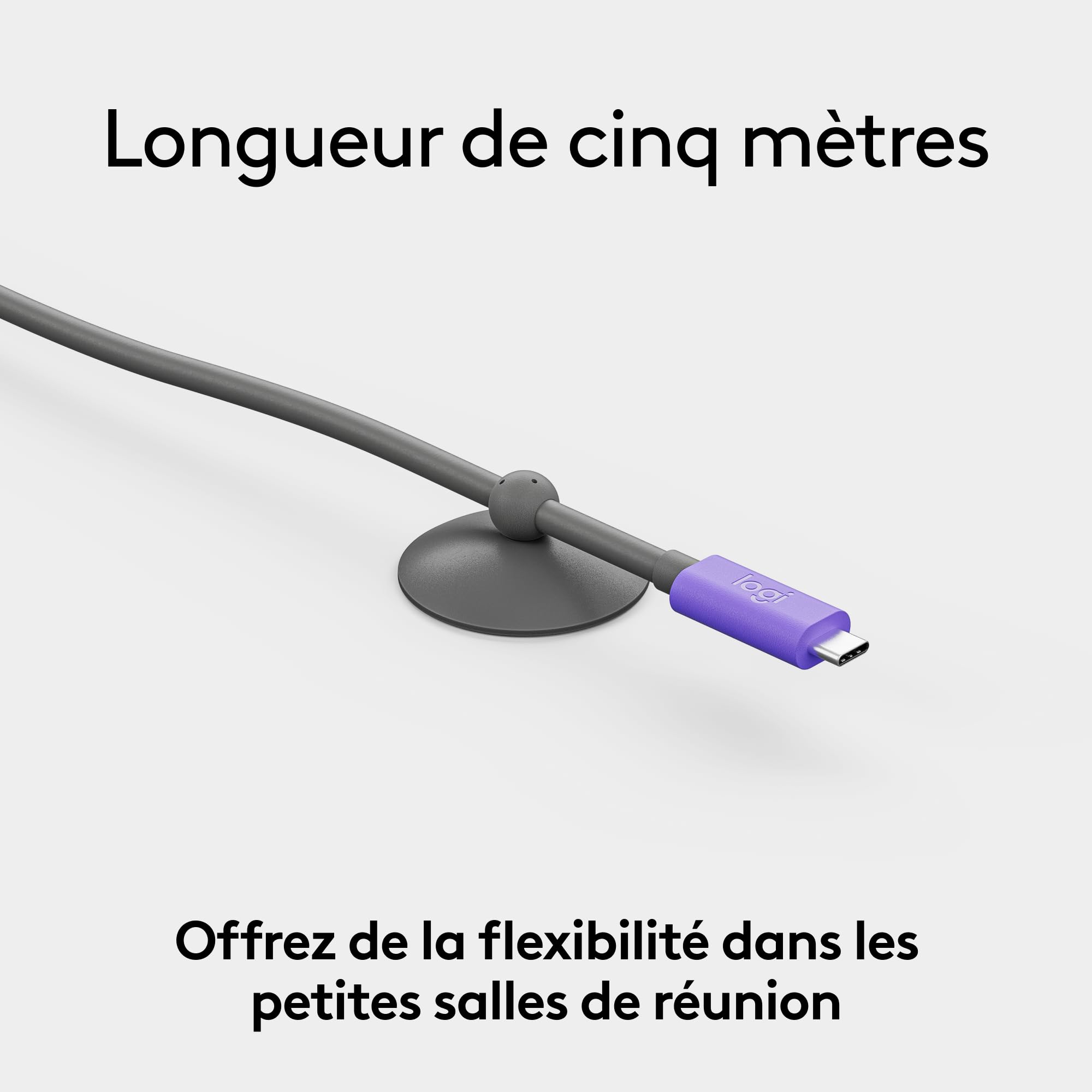 Logitech câble USB actif, Connexion BYOD à câble unique avec MeetUp 2, Accessoire de visioconférence pour petites salles