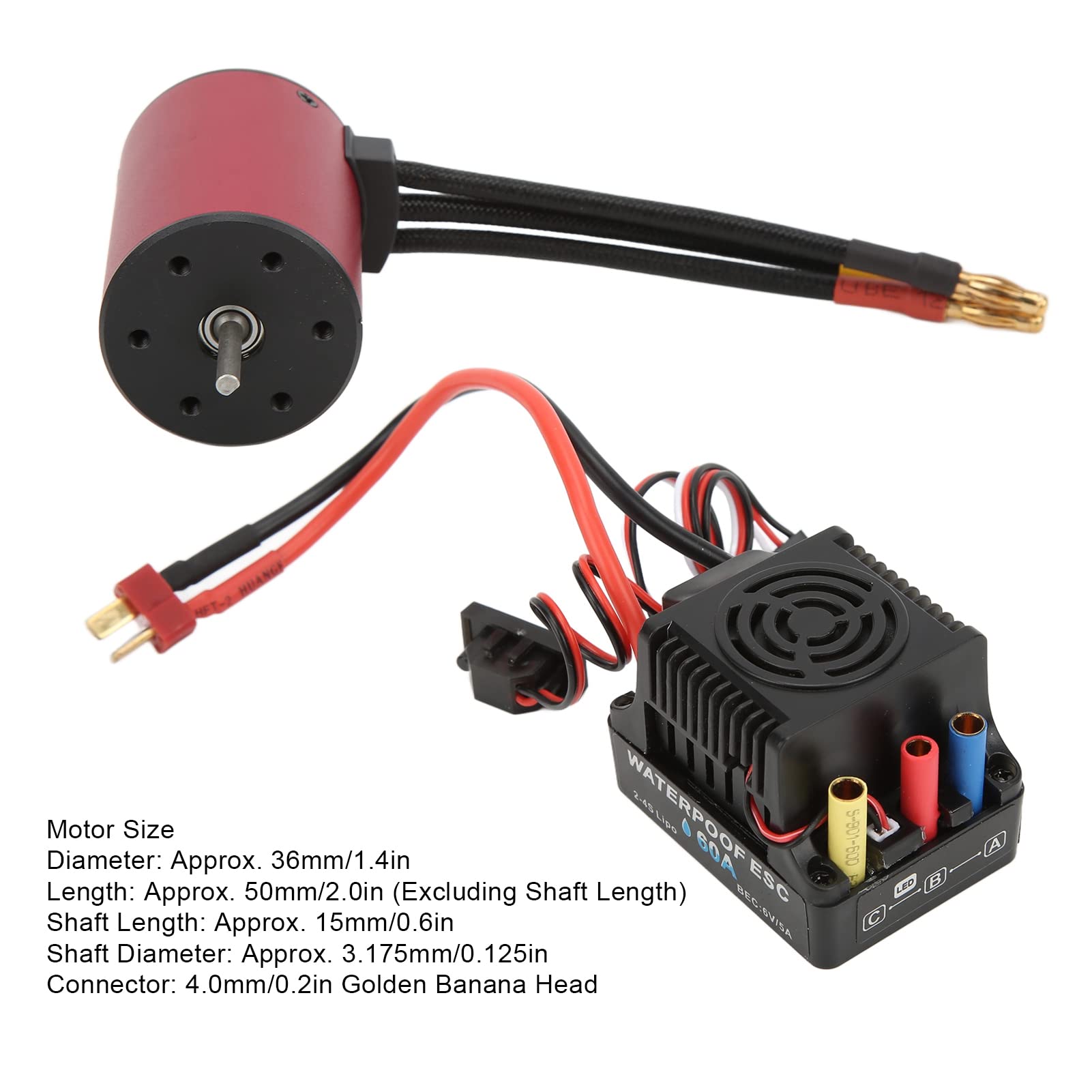 Silnik Bezszczotkowy z 60A ESC do Samochodów RC w Skali 1/10 | Wysoki moment obrotowy, wodoodporne, aluminiowe i miedziane materiały, odpowiednie do wyścigów