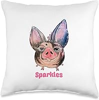 Vista 5 de Farm Animals Live Sparkles The Pig - Almohada (18 x 18 pulgadas), multicolor