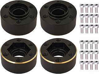 AMOGOT 4Pcs Brass Weights RC 12mm Hex Extended Wheel Hub Adapters for 1.9/2.2inch Beadlock Wheel Rim Widen Adapter Axial Scx10 90046 Trx4 Wraith Gen7 Gen8 D90 CC01 1/10 RC Crawler B(9mm)