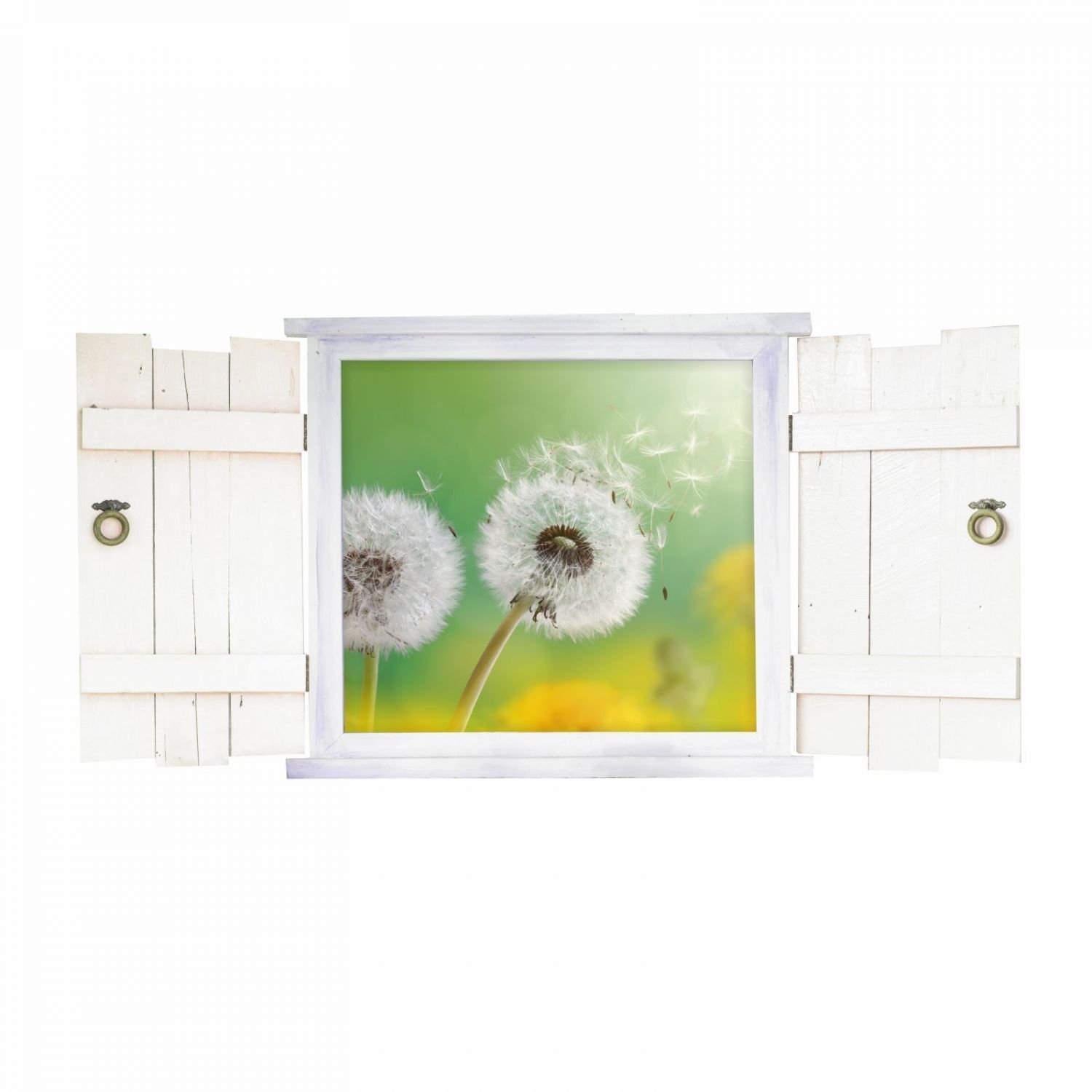 nikima 043 - Adesivo da parete per cameretta dei bambini, motivo soffione nella finestra con persiane, disponibile in 6 misure