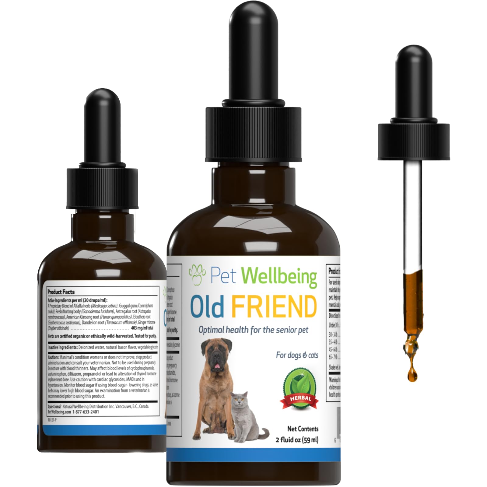 Old Friend for Senior Cats - Supports Immune System Health, Joint Mobility, Healthy Energy Levels, Alfalfa, Reishi - Veterinarian-Formulated Herbal Supplement 2 oz (59 ml)
