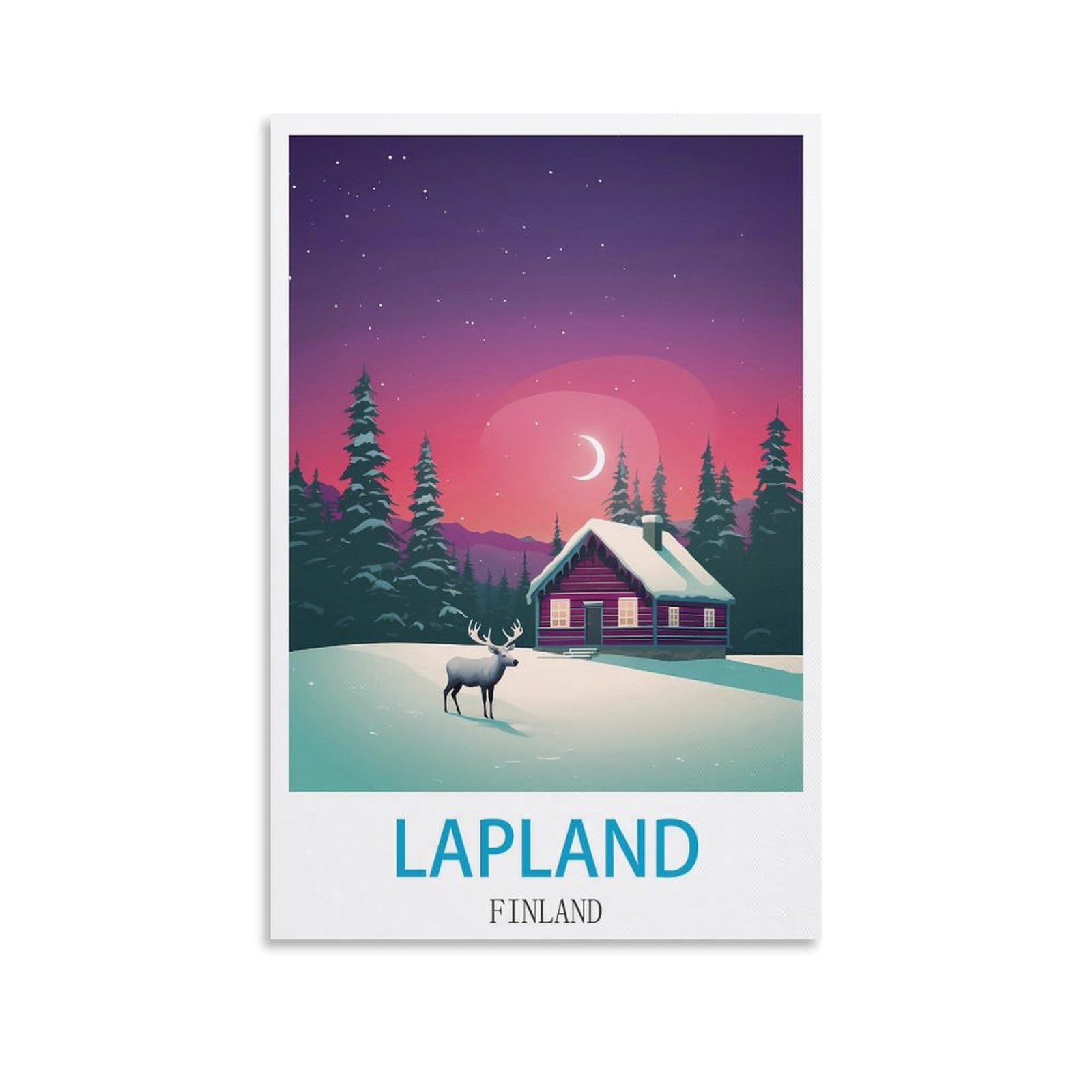 Xllyxygjq Unframe-Style Lapland Finland Vintage Travel Posters 08X12inch(20X30cm) Canvas Wall Art Poster Print Artwork Painting Picture For Home Decoration Living Room Office Bedroom