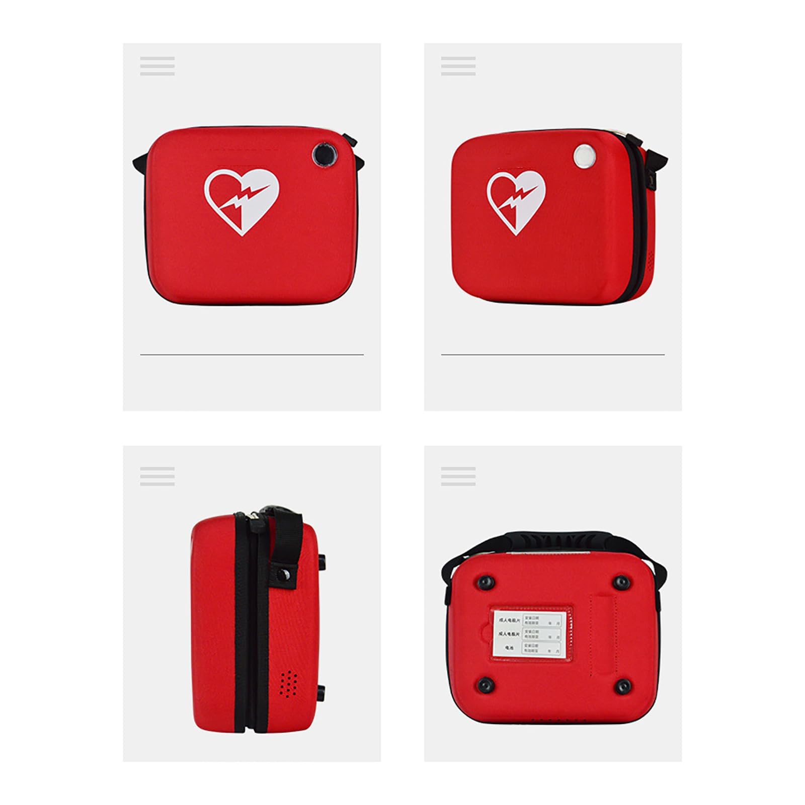 Bolsa de almacenamiento portátil para DEA con símbolo de cruz, contenedor desfibrilador para uso médico y de seguridad pública