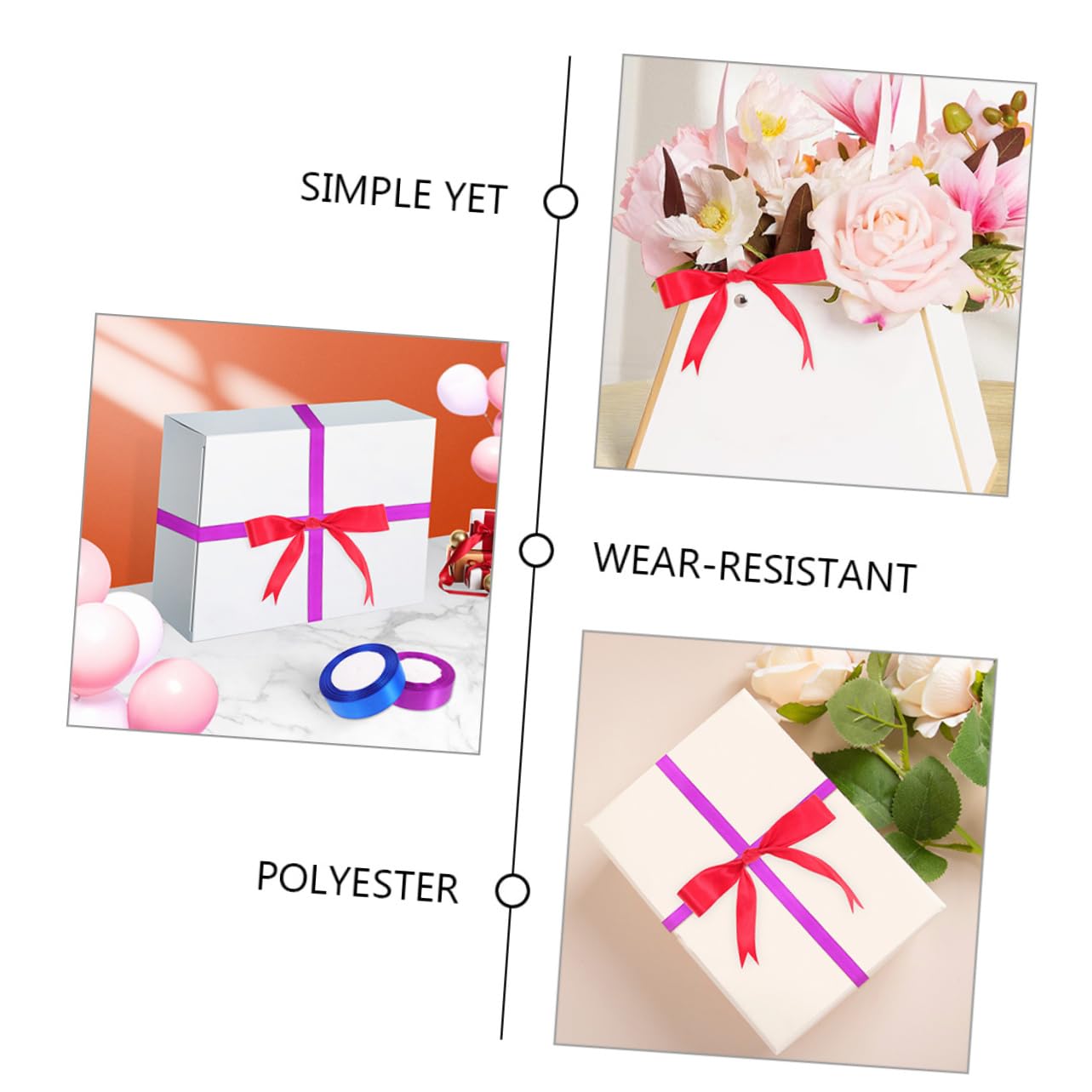 SEWACC 12rollen Geschenkband aus Polyester Bunte Bänder für Verpackung Dekoratives Geschenkband zum Schneiden Vielseitig Verwendbare Geschenkbänder Zufällige Farbe
