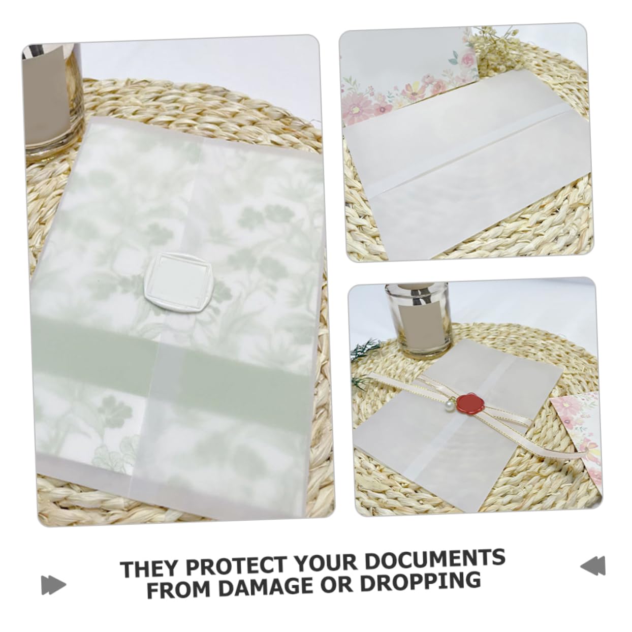 Sobres de Boda de Papel Vegetal Blancos 100 Piezas para Tarjetas