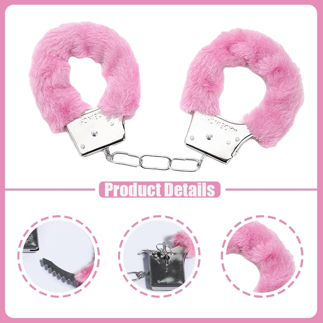 EIHI 1 paio di manette con 2 chiavi Set Accogliente Peluche Party Game Props Regalo per Le Coppie manette di peluche rosa