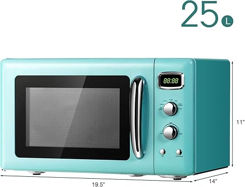 Vista 6 de GOFLAME Horno microondas grande de 0.9 pies cúbicos, microondas retro de 900 vatios con bloqueo de seguridad para niños, función de descongelación