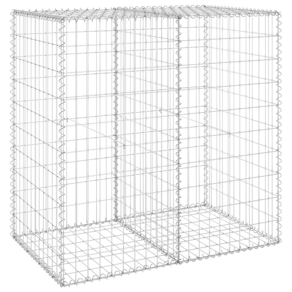 vidaXL Gabion Wall with Covers Stone Barrier Gabion Cage Basket Retaining Wall Fence Protection Outdoor Landscape Galvanised Steel 100 cm