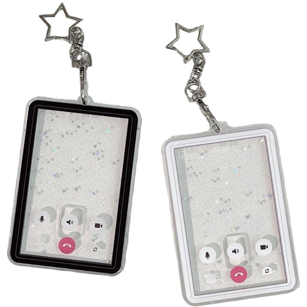 Fituenly 2pcs Photocard Holder, Cute Acrylic Photo Card Holder for Album Idol Card Credit Id Bank Card