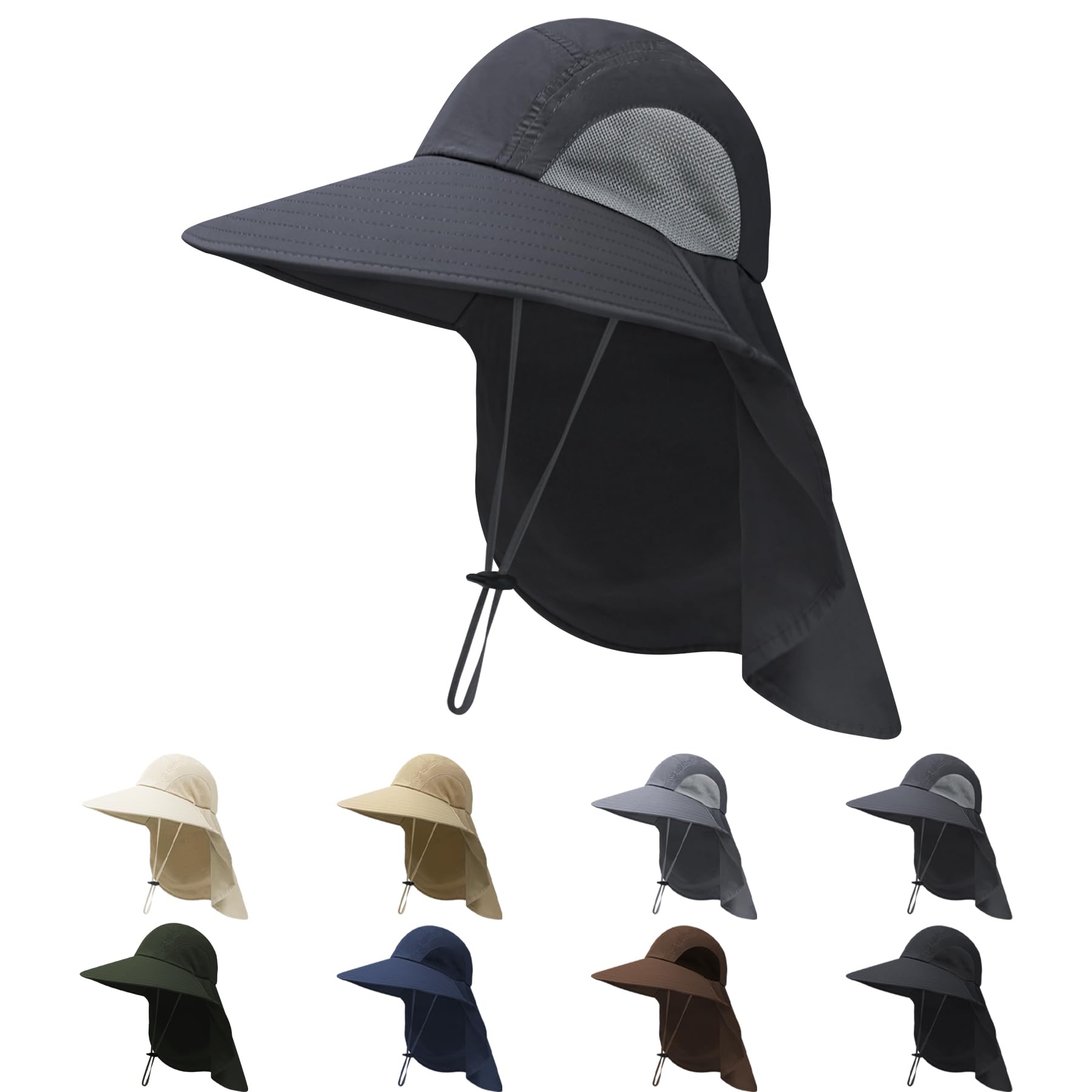 NPQQUAN Sun Hats for Men Women with Neck Flap UPF 50+ UV Protection