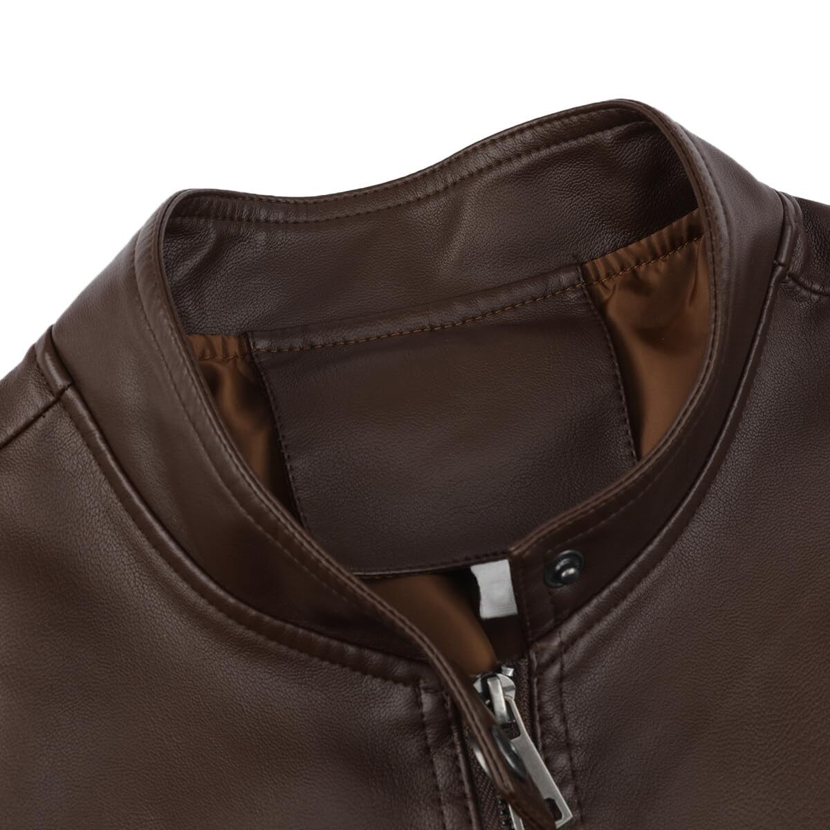 Allthemen Giacca in Pelle da Uomo PU Casual Tinata Unita Jacket da Motociclista Casual Giacca a Vento