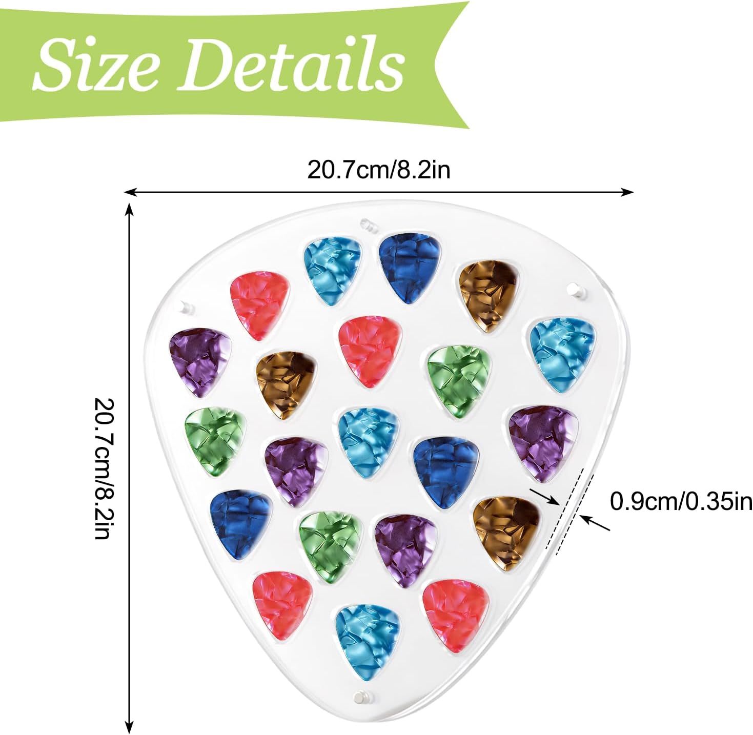 Acrylic Guitar Pick Display Case 21 Slots Magnetic Clear Display Stand Holder Wall Mountable Stylish Organizer for Music Lovers Players Guitarists (Pick Style)