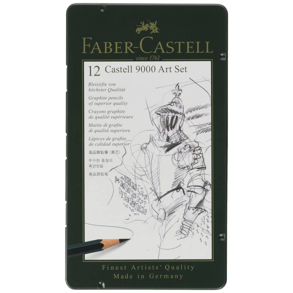 Faber-Castell Castell 9000 Matite Set di 12, Gradazioni da Hb a 8B, Matite in Grafite per Schizzi e Disegni