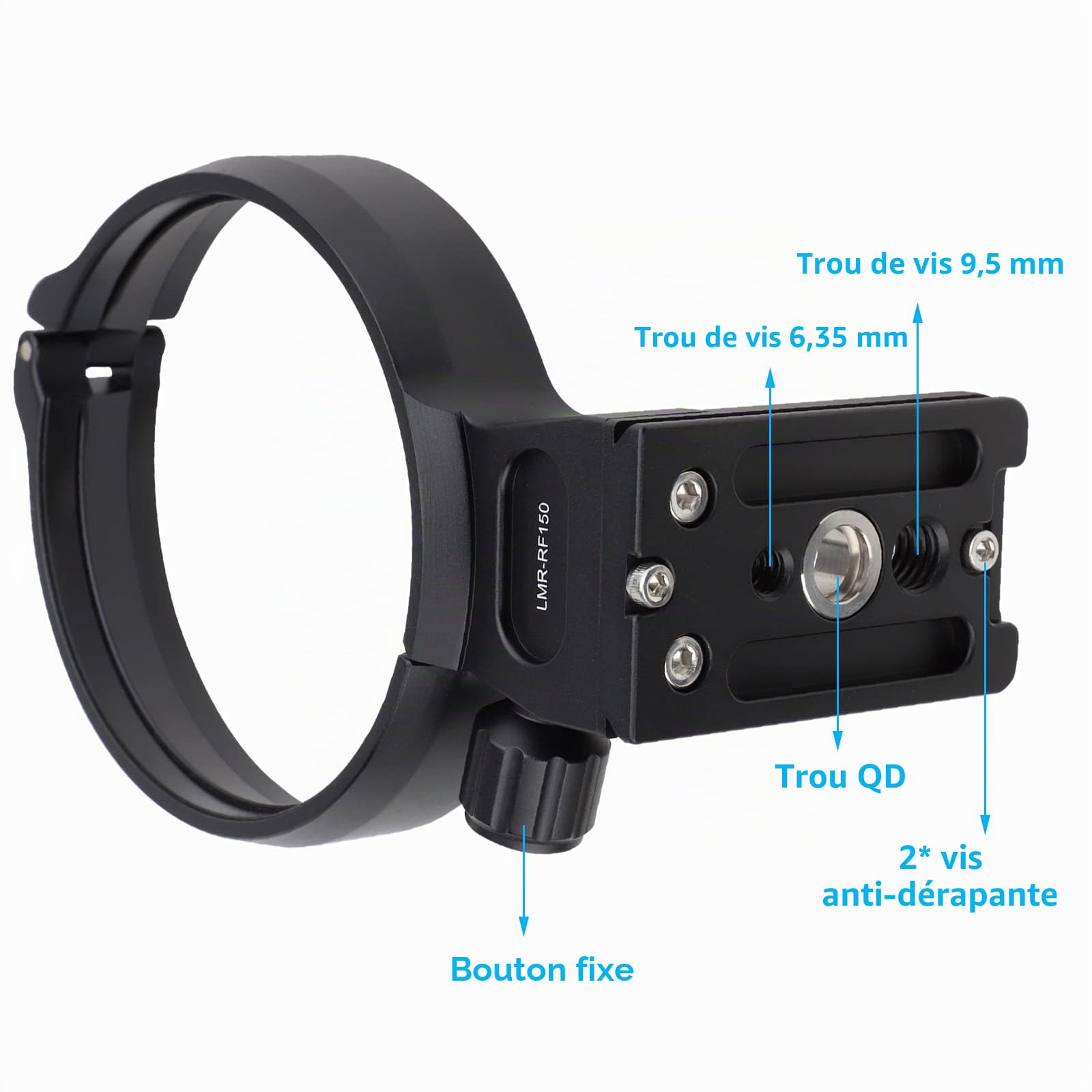 Haoge LMR-RF150 Bague de fixation pour trépied Canon RF100-500 mm F4.5-7.1 L IS USM Support d'objectif Base Canon RF-Mount Plaque de dégagement rapide intégrée