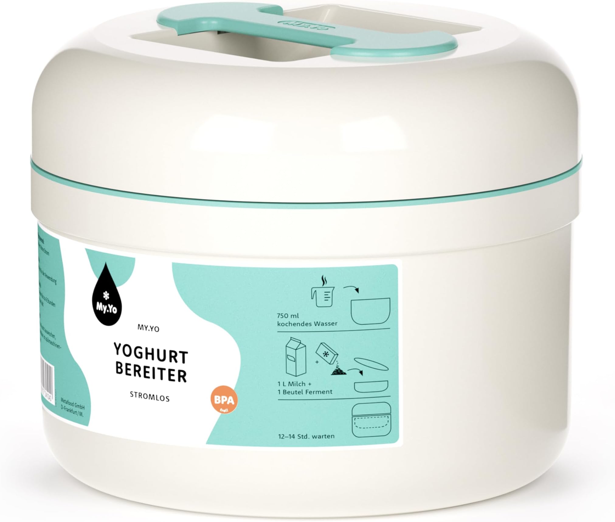 My.Yo - Yogurt maker without electricity | Mint colour | Incl. 2 sachets of organic ferments