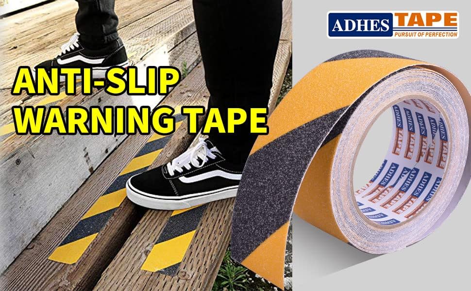 adhes 30 rolls non slip hazard caution tape safety anti slip tape roll strong grip warning tape floor mats sticker for indoor outdoor walkway stairs treads and steps blackyellow 2in x 20ft