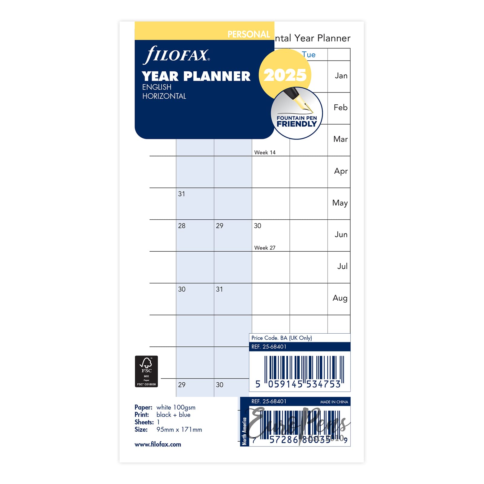 Filofax Personal Year Planner horizontal 2025 25-68401