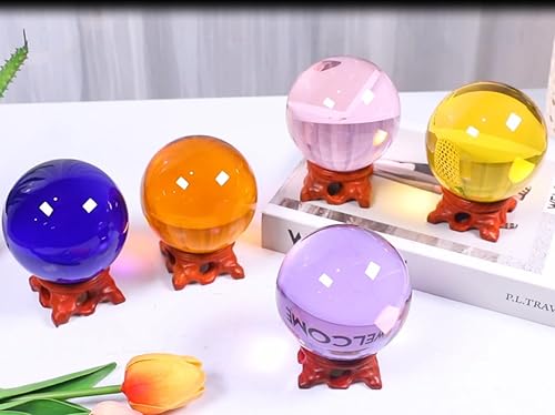 Miniatura 4 de Bola de Cristal Púrpura de 60mm con Soporte de Madera y Caja de Regalo para Magia, Lente de Fotografía, Decoración Familiar, Adivinación, Feng Shui