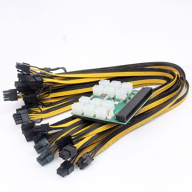 RANY Modulo di Potenza Breakout Board Con 12pcs 6Pin a 8Pin Cavo Per Hp 1200W 750W PSU Gpu PC Alimentazione Ethereum Eth Mining