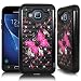 Samsung Galaxy J3 Case, J3V, Galaxy Express Prime, Galaxy Sol, Galaxy Amp Prime Case Design [Drop Protection Shock Resistant] Crystal Jewel Bling Case by Zase (Diamond Hot Pink Butterfly Flower)