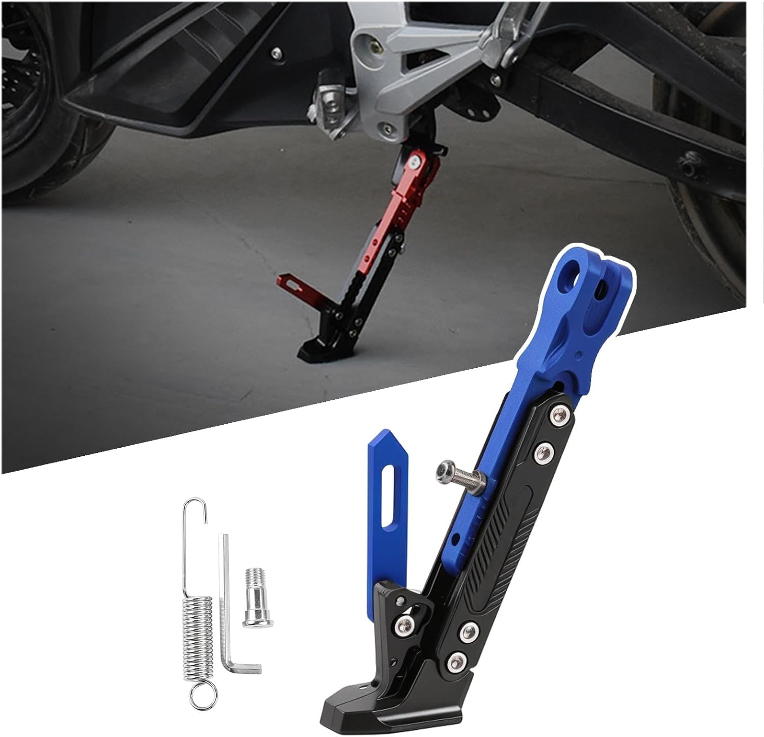 VBDBN Motorcycle Kickstand for MV Agusta F4 R Corsa Corta/Agusta F4 R312 1 plus 1/Agusta F4 RR 312 1078, Nonslip Motorbike Kickstands Adjustable Side Stand with Spring Lock,Blue