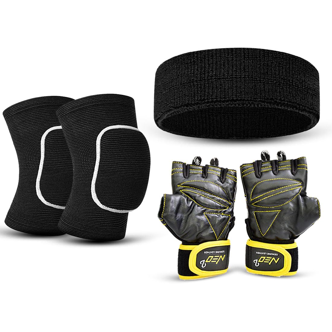 adbeni Premium Gym Accessories Combo | Head Band, Gloves & Kneecap for Ultimate Performance-picture-11