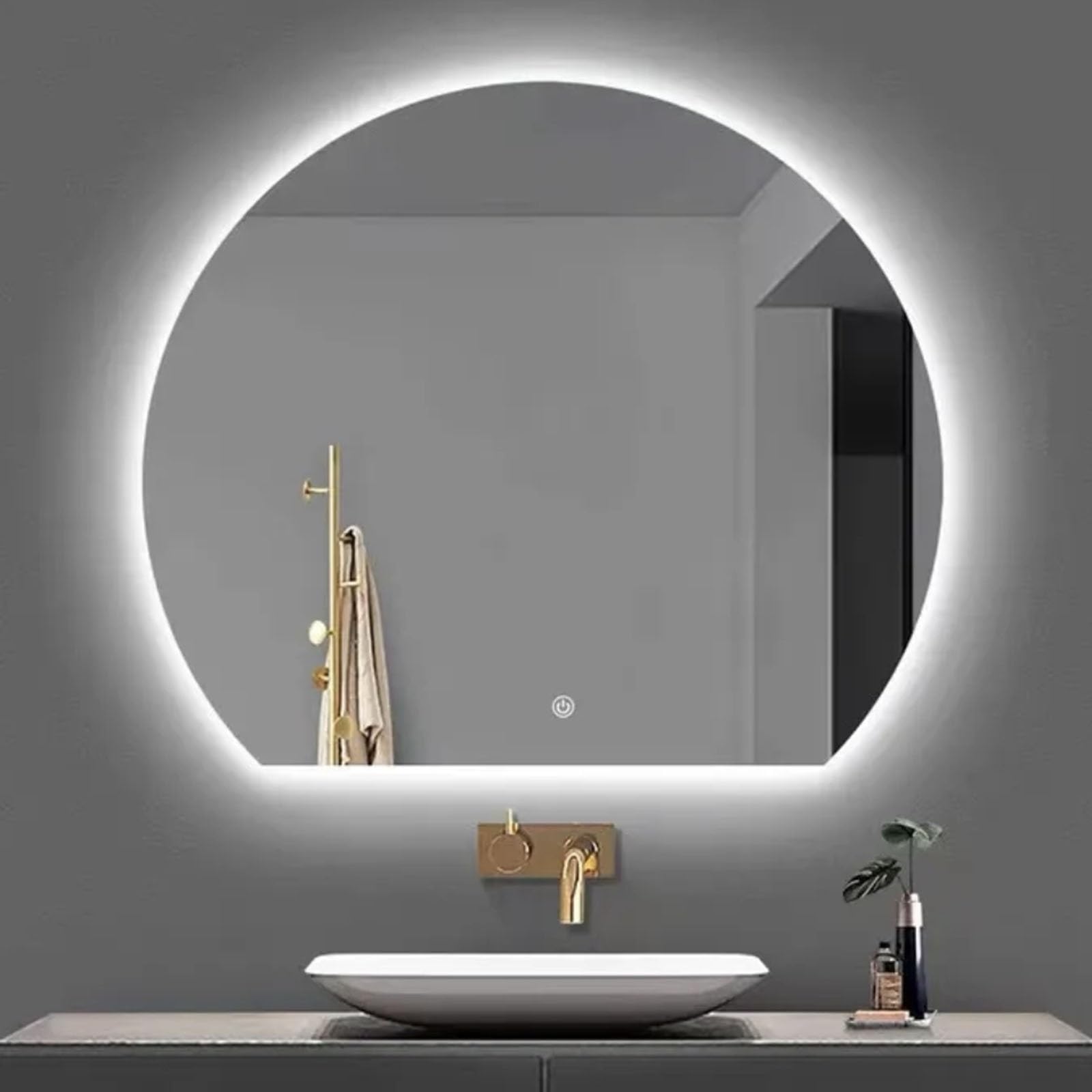 Lustro łazienkowe LED Smart HD, nowoczesne, bezramowe, półokrągłe wzornictwo, 3-kolorowe ściemniane światło, odporne na wybuchy, funkcja pamięci, wszechstronne opcje zawieszenia do makijażu