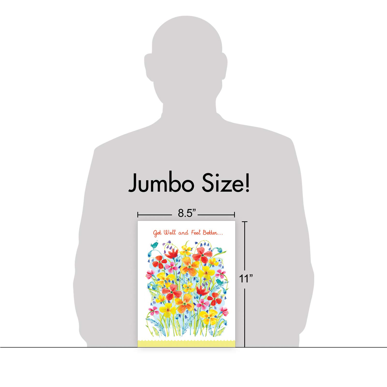 Jumbo Get Well Card - Oversized Florals Greeting Card With Feel Better Message