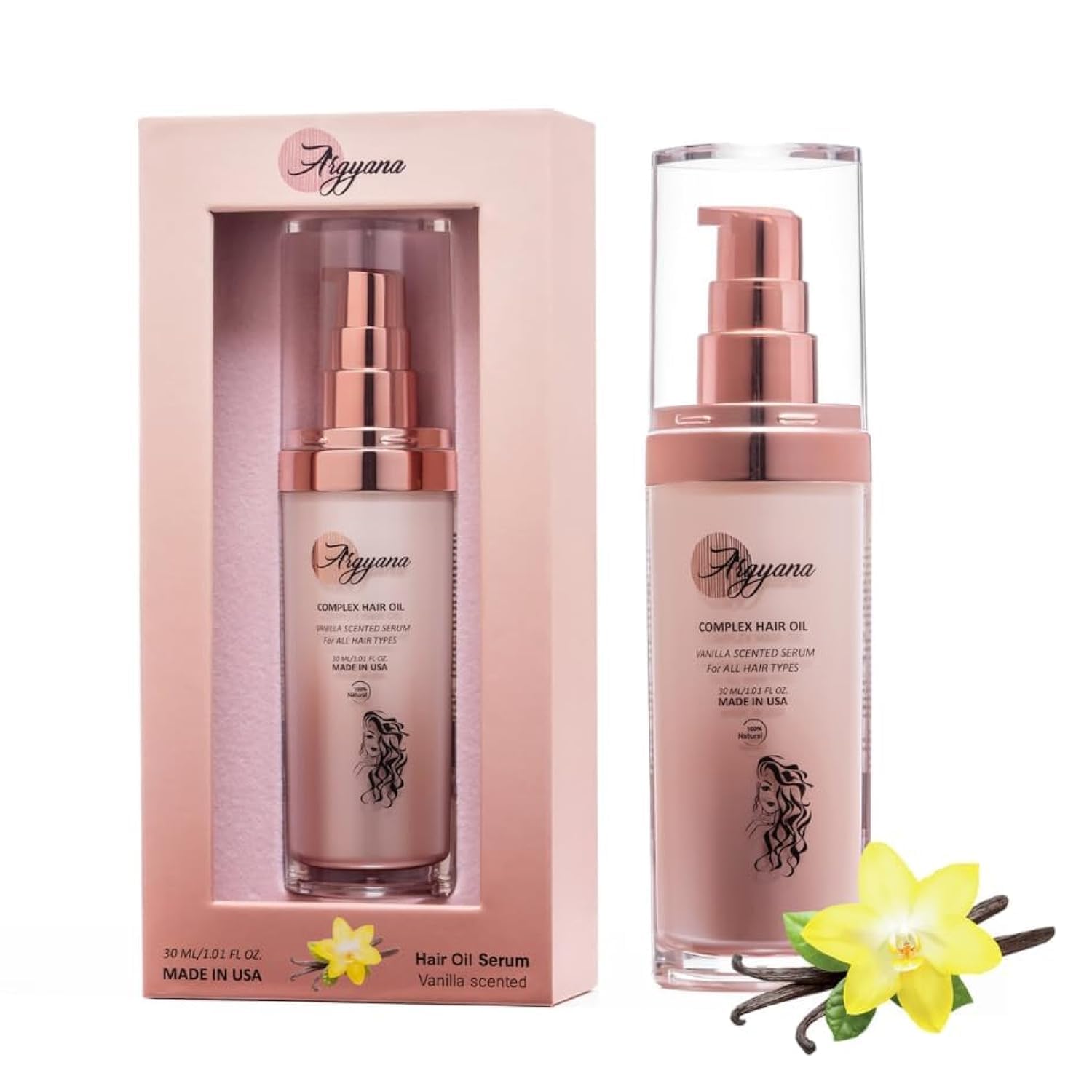 Hair Oil Serum Vanilla Scented (30 ml) | Recommended for Straight Hair after showering/for women.