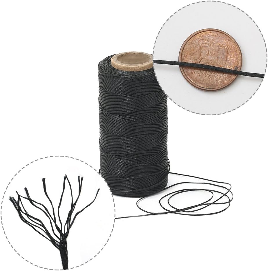 Tenn Well Waxed Thread, 328 Yards 150D 1MM Leather Sewing Waxed Thread with Needles for Leather DIY Project(Black) : Arts, Crafts & Sewing