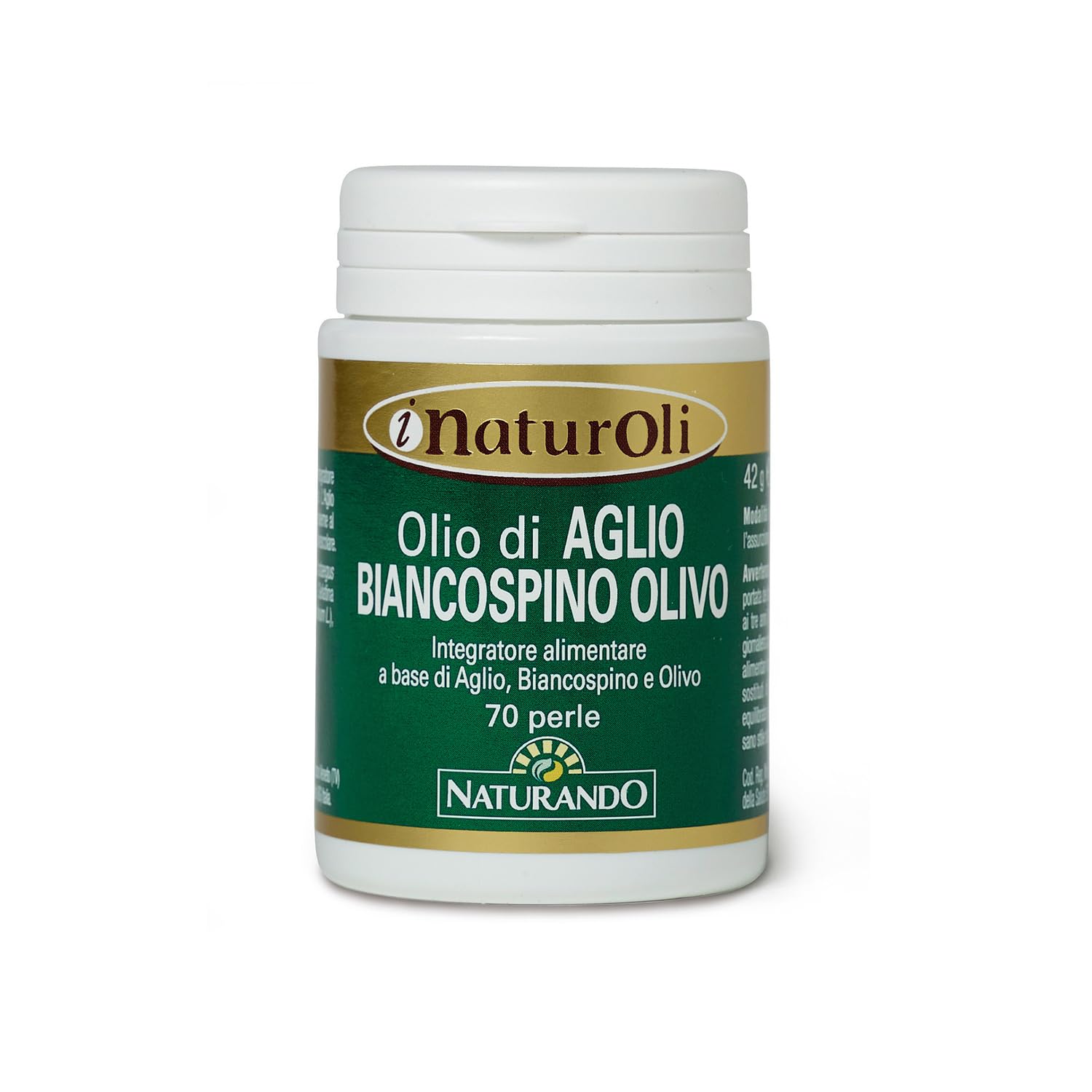 Naturando Olio di Aglio-Biancospino-Olivo Integratore per favorire la regolarità della Pressione Arteriosa - 70 perle