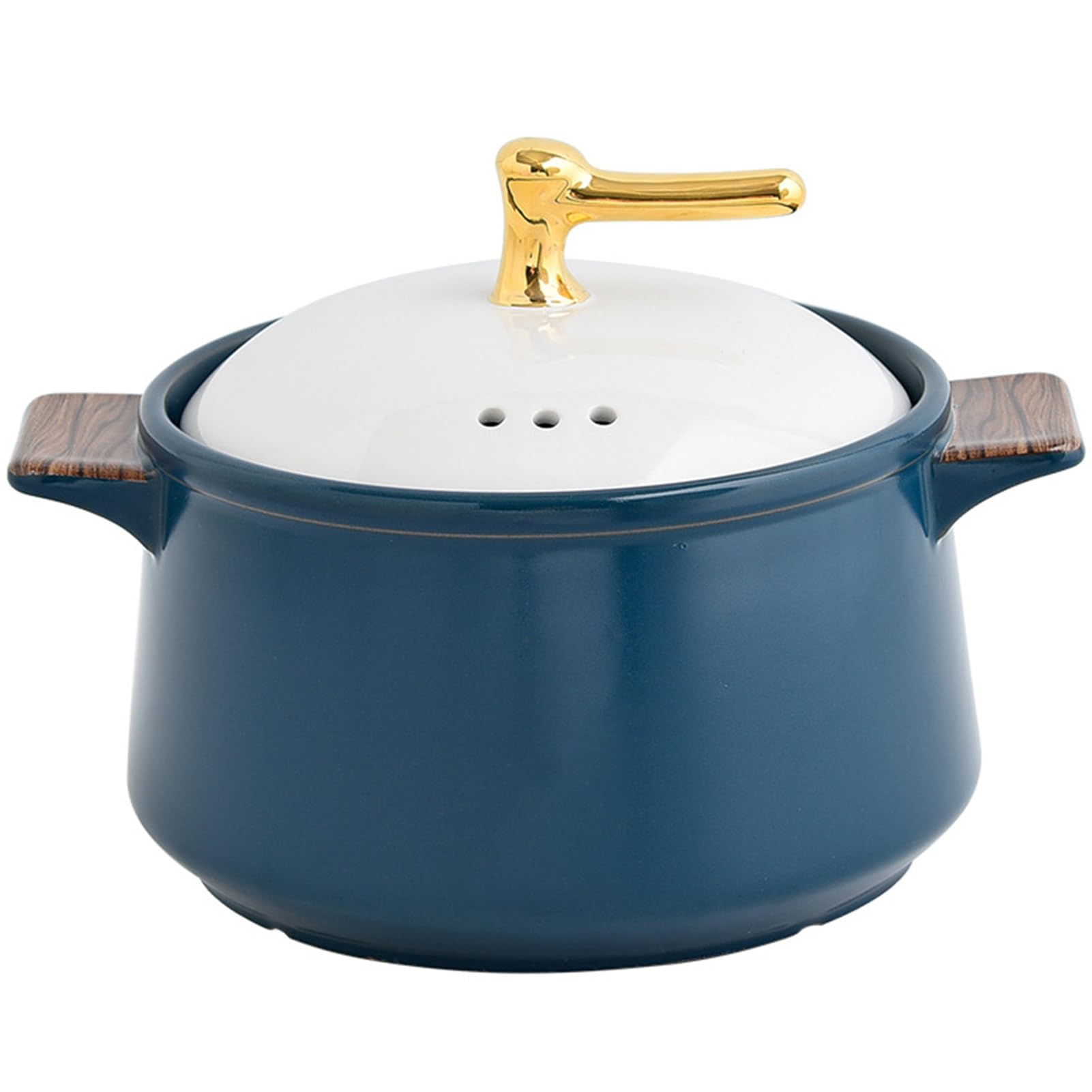 VHJdtE Ceramic stew pots, Small Copper Saucepans Blue Casserole with Lid(4.5L/4.1Quarts)