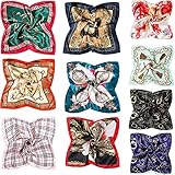 COOLANS 10 PCS Mixed Set Scarf,Fashion Square Satin Neck Scarf Head scarf for Women Hair Scarf Bundle 20 inch x 20 inch (Set D (10 pcs))