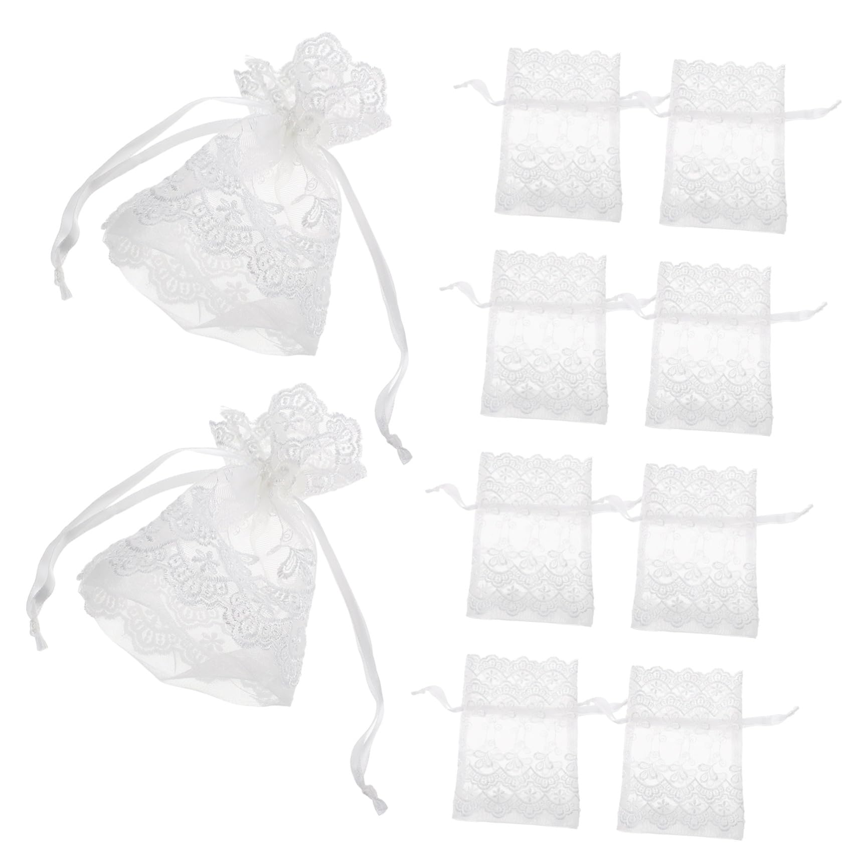 MAGICLULU Sacchetti in Organza Bianca Coulisse, 25 Pezzi per Natale | Rete Fine, Chiusura Laccio, per Gioielli e Piccoli Articoli, Confezione Pratica da 25