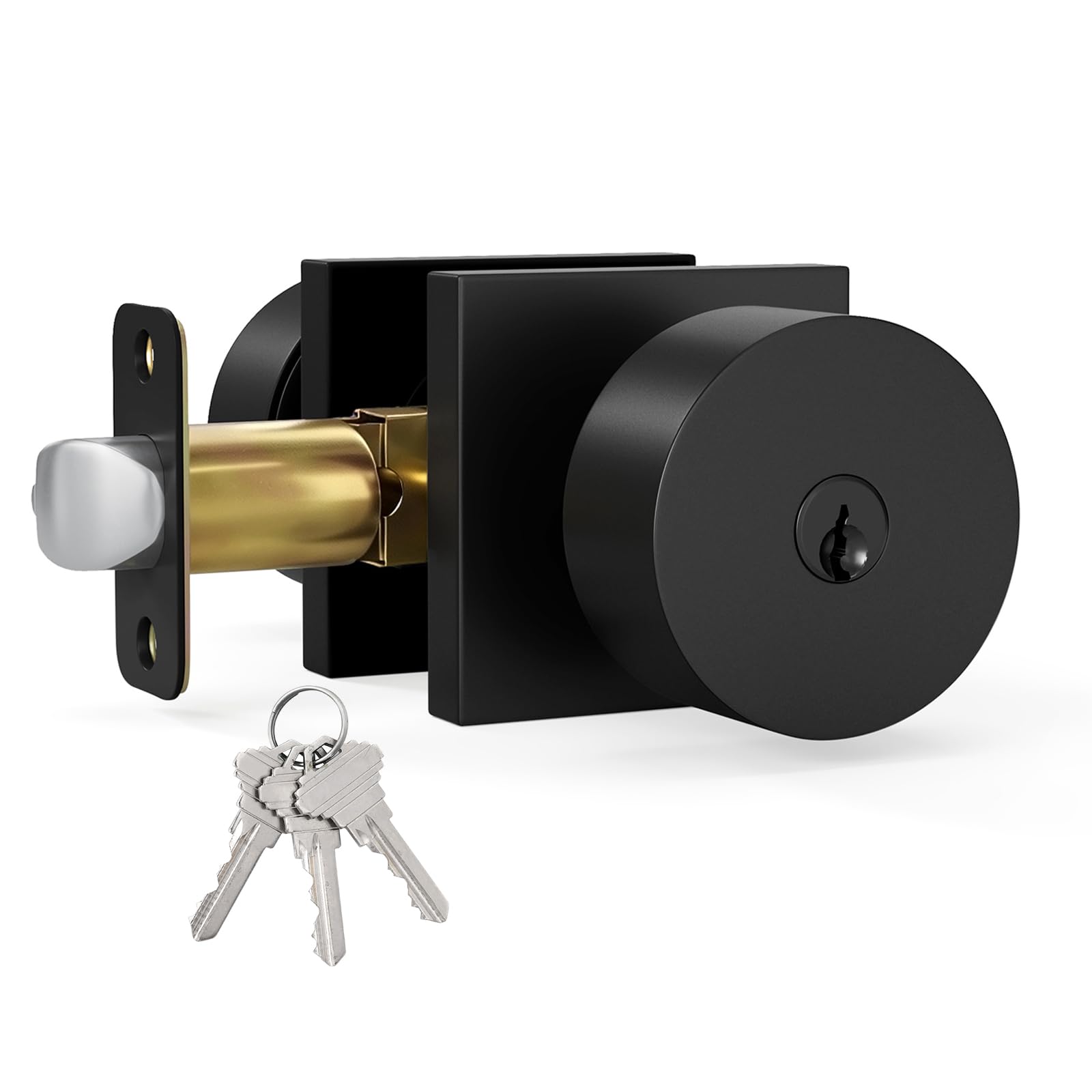 HOSOM Matte Black Door Knobs with Lock & Key -1