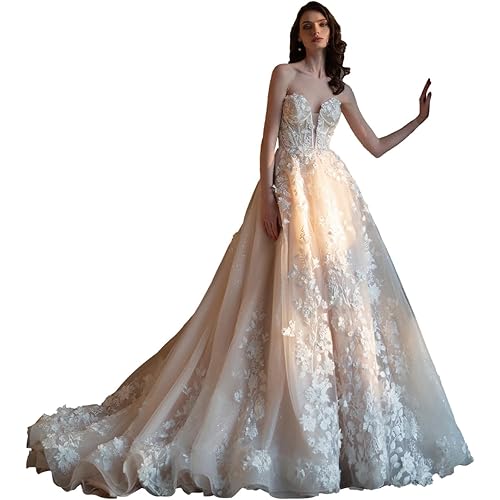 Wedding Dresses for Bride 2024 Lace Tulle Appliques Women Dress Sweetheart Neck Beach Bridal Dress