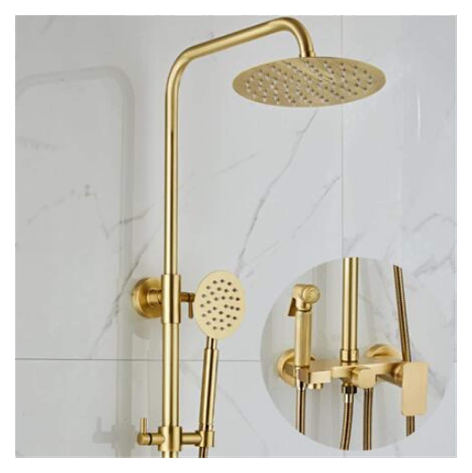 Rainfall Shower Sets Faucet Mixer Tap with Tub Faucet Brass Luxury Brushed Gold Bath & Shower Faucet Set Bathtub Faucet Easy to Install(Style 3)