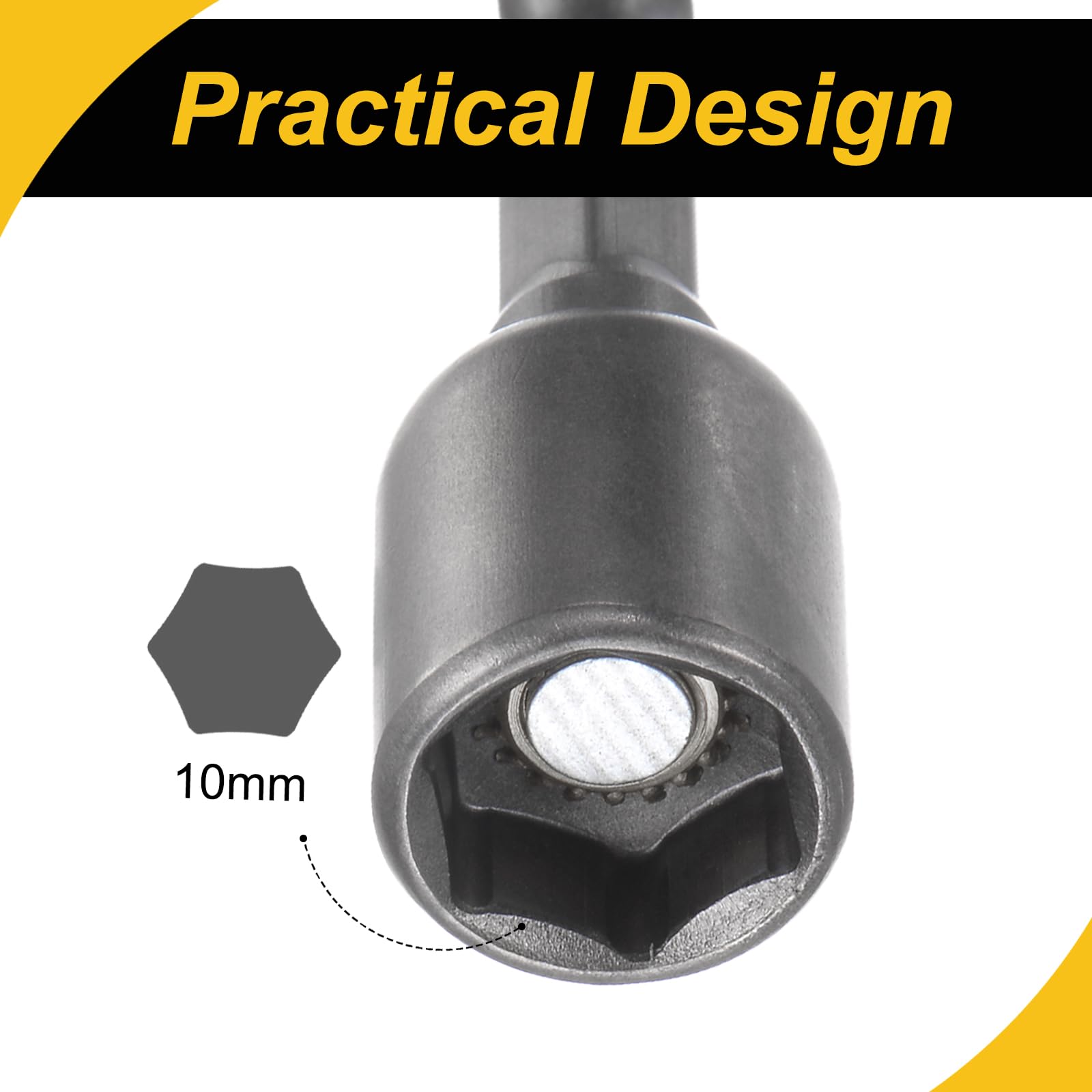 Punta per cacciavite magnetica a cambio rapido da 1/4", codolo esagonale da 10 mm, lunghezza 4,8 cm, 2 pezzi