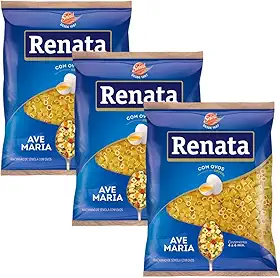 Kit com 3 Pacotes de Macarrão de Sêmola com Ovos Ave Maria de 500g cada - Renata