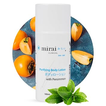 Mirai Clinical All Natural Body Lotion for Women & Men - Non-Toxic & Paraben Free All Natural Lotion - Arthritis Friendly bottle w/Persimmon Extract to Fight Nonenal Body Odor - Unscented - 100ml