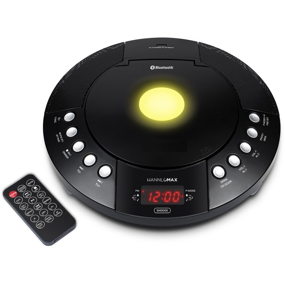 HANNLOMAX HX-330CD CD Player, FM Radio, Bluetooth, Alarm Clock, Red LED Display, USB Port for Charging and MP3 Playback, Aux-in, Remote Control Included, AC Operation only. (Black)-image-19