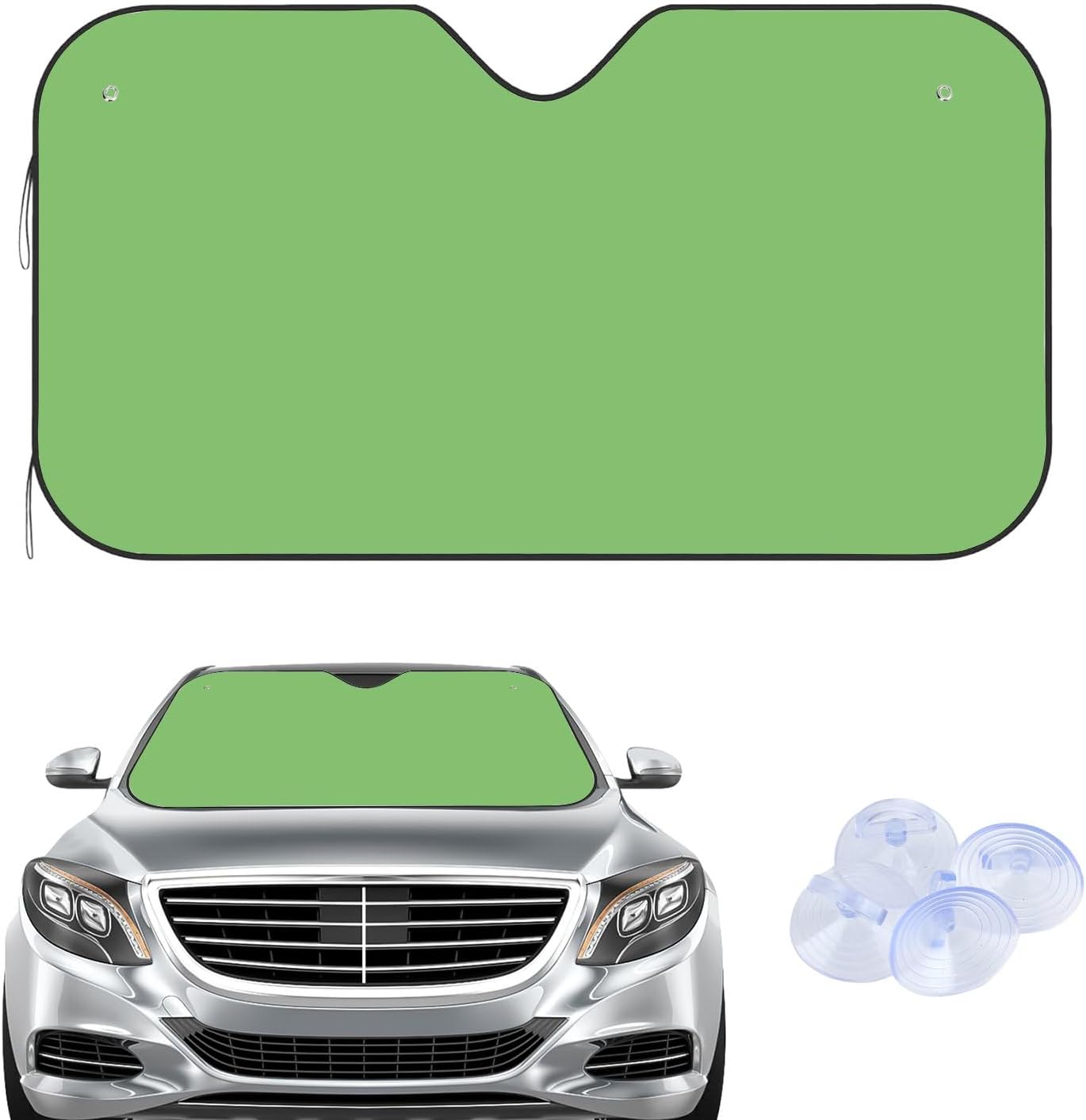 Auto Shade for Windshield Reflective Accordion Sunshade for Car Light Green Car Shades Front Windows Anti Uv Windshield Visor Sunvisor Foldable Blocker 55x28 inch