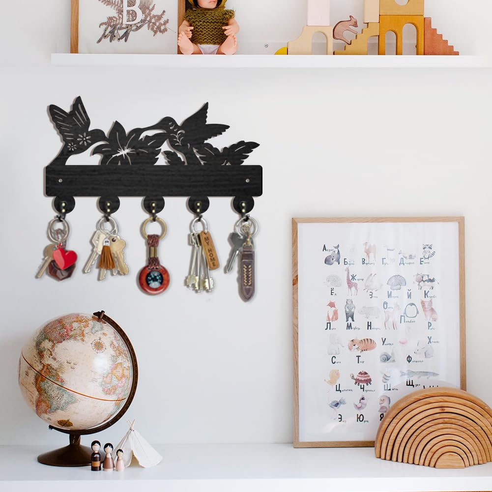 Ganci Per Guinzaglio A Tema Cane - Legno Con 5 Ganci, Per Parete, Nero 30x16.9cm - Foto 3